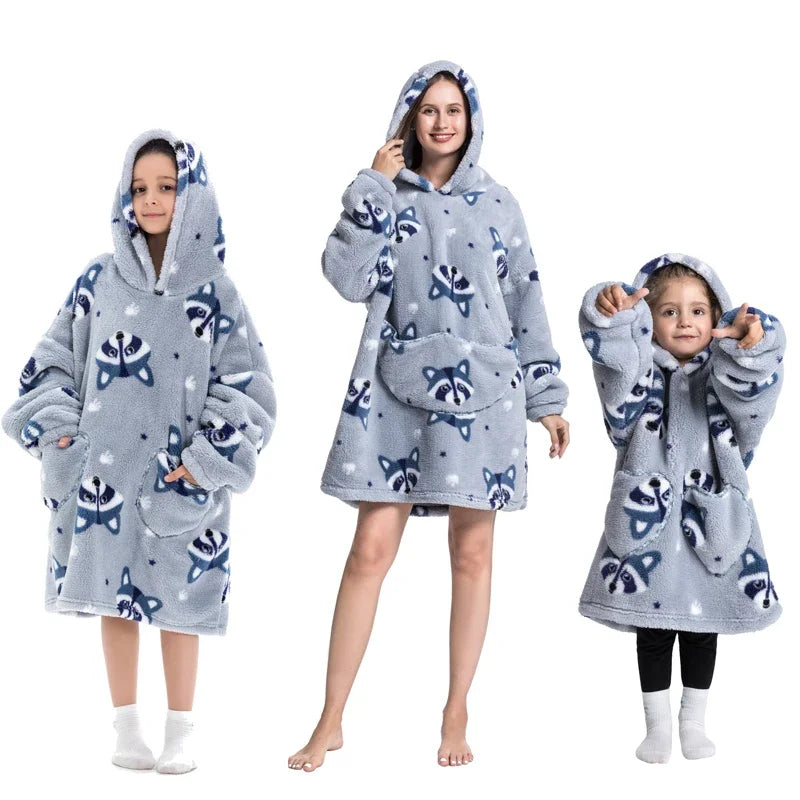 Cozy Critter Family Blanket Hoodie