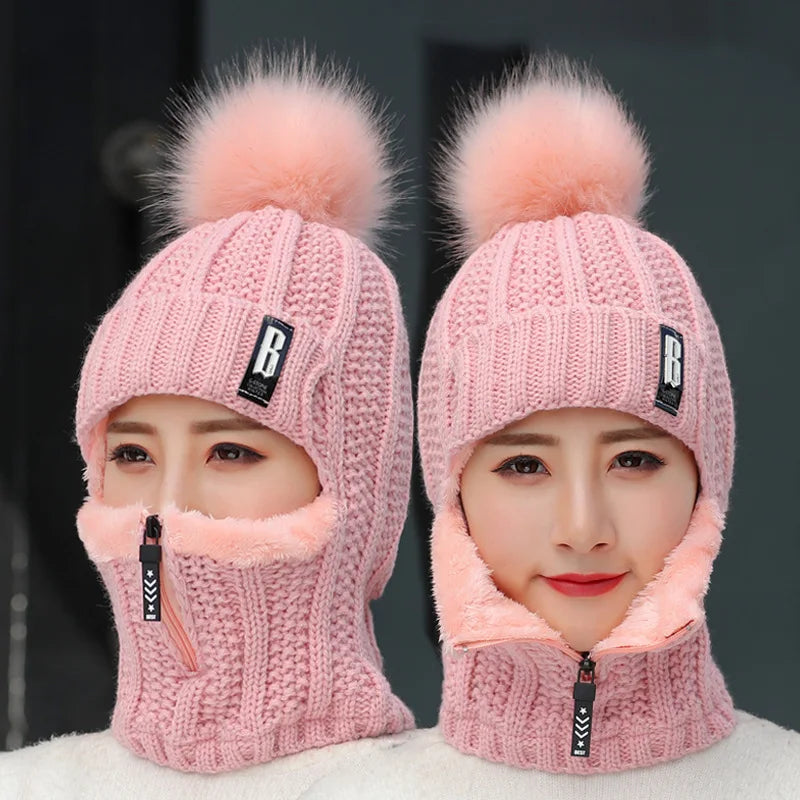 Cozy Pom-Pom Ski Hat Set