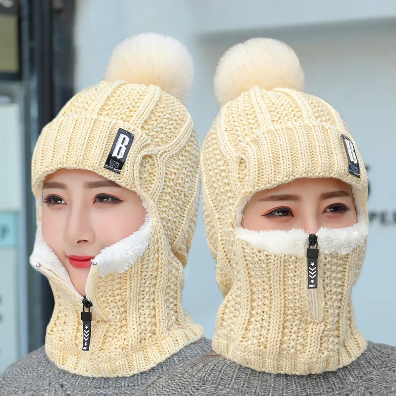 Cozy Pom-Pom Ski Hat Set