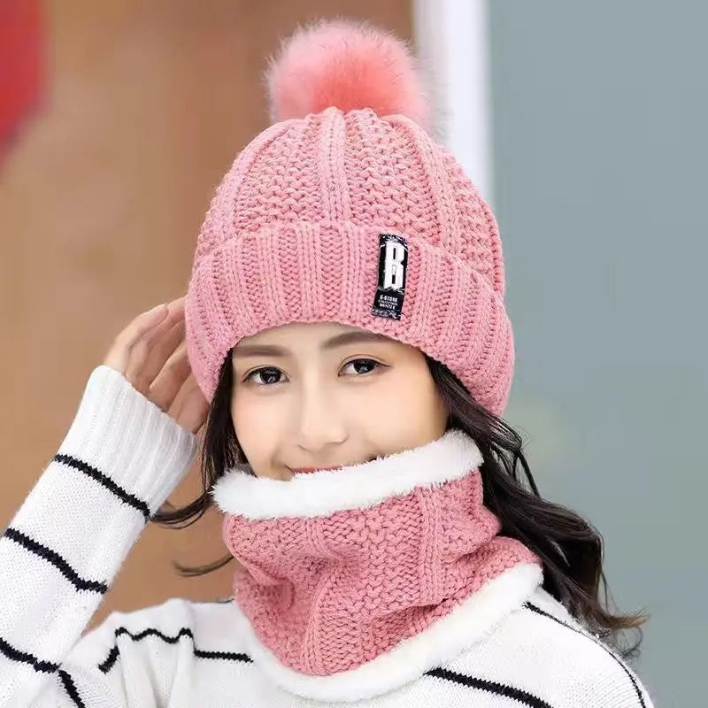 Cozy Pom-Pom Ski Hat Set