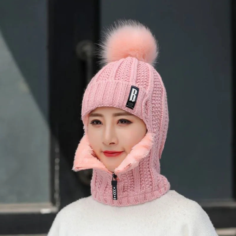 Cozy Pom-Pom Ski Hat Set