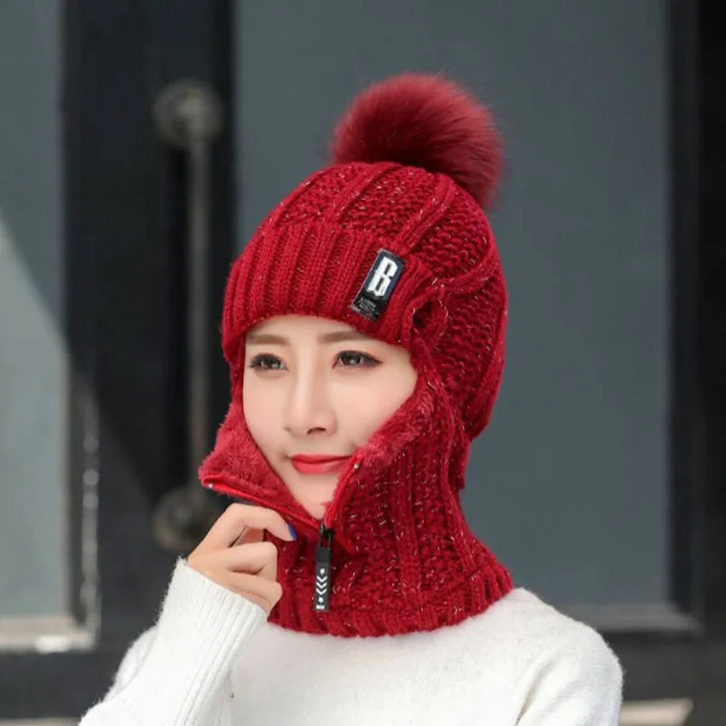 Cozy Pom-Pom Ski Hat Set