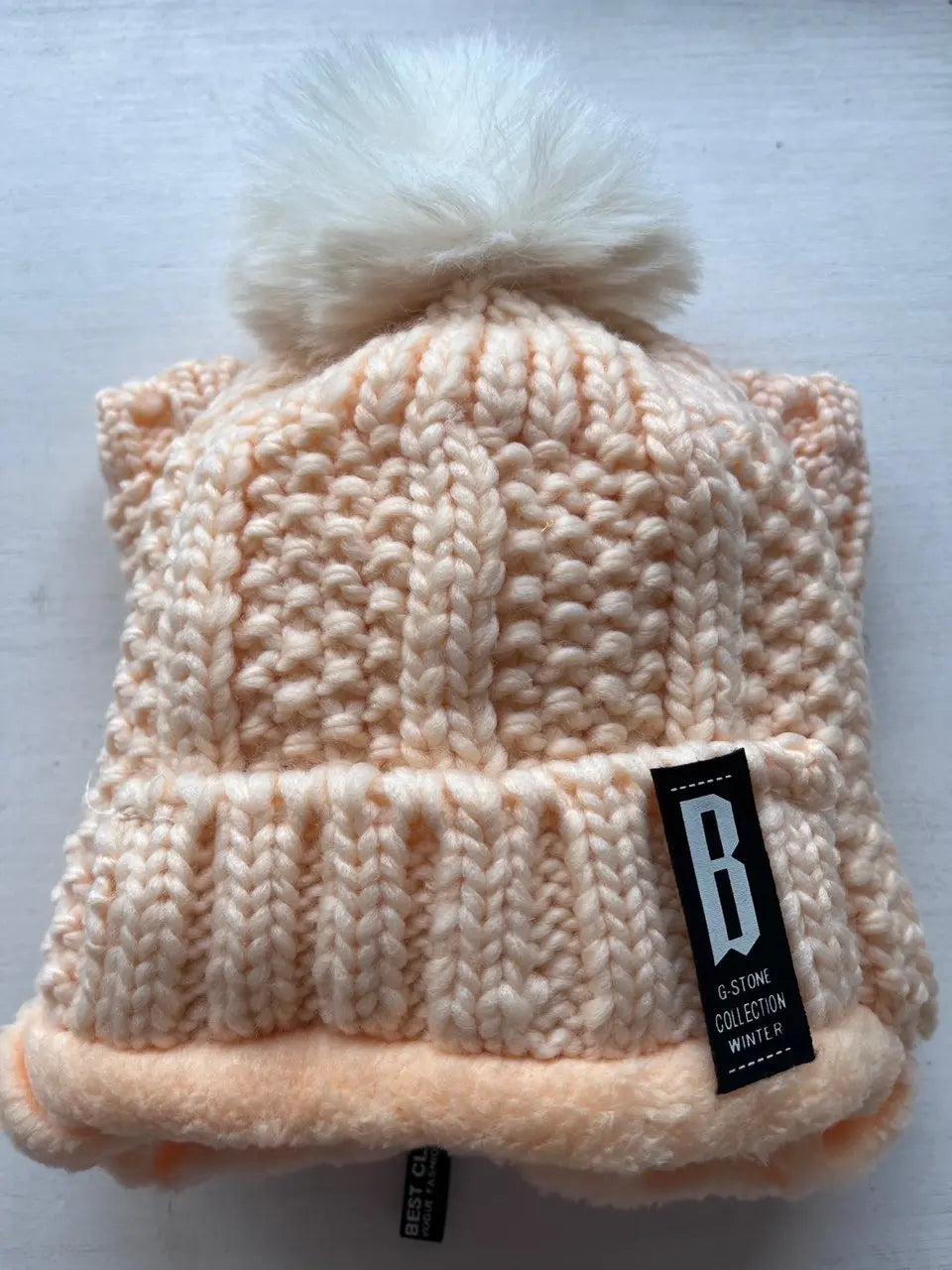 Cozy Pom-Pom Ski Hat Set