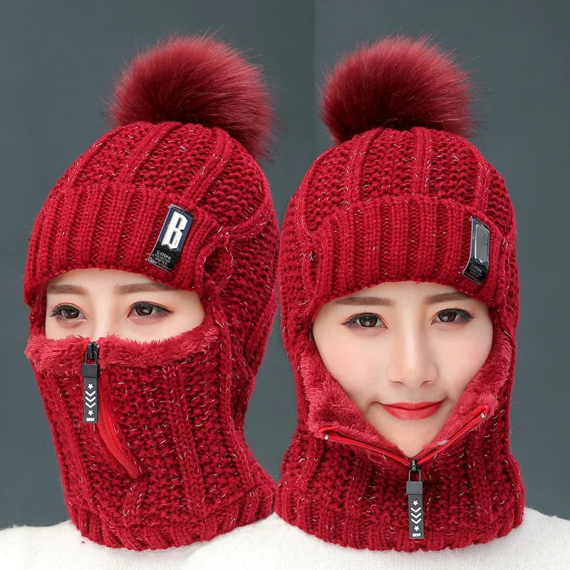 Cozy Pom-Pom Ski Hat Set